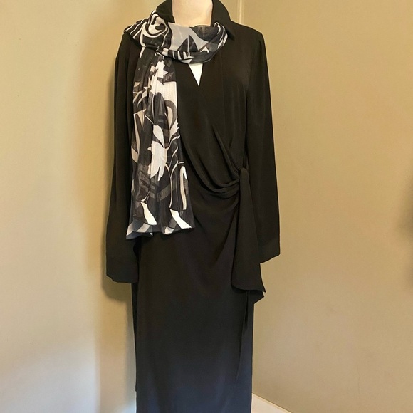 Elegant Black Wrap Dress, No Brand Tag. Approx Sz 16 - Picture 8 of 14